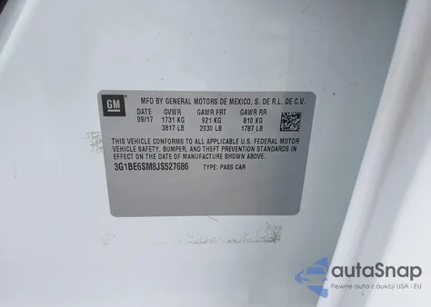 2018 Chevrolet Cruze Lt Auto from USA, damaged, VIN 3G1BE6SM8JS527686